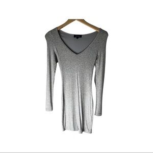 Grey long sleeve v neck dress